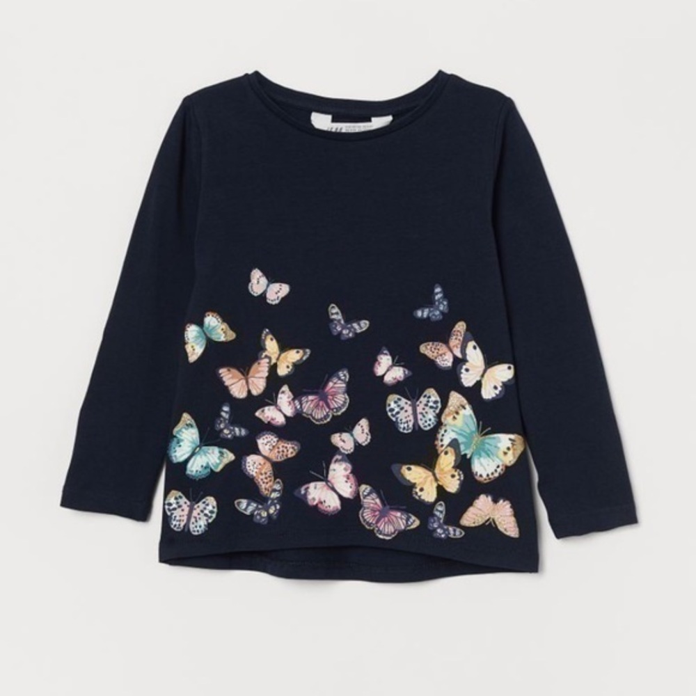 Girl’s H&M Long Sleeve Butterfly Shirt sz 8-10y